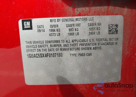 2015 Cadillac Ats Performance from USA, damaged, VIN 1G6AC5SX4F0107180